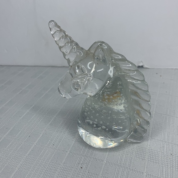 T GLASS UNICORN Heavy Duty Paper Weight W/ Controlled Bubbles - Picture 3 of 7